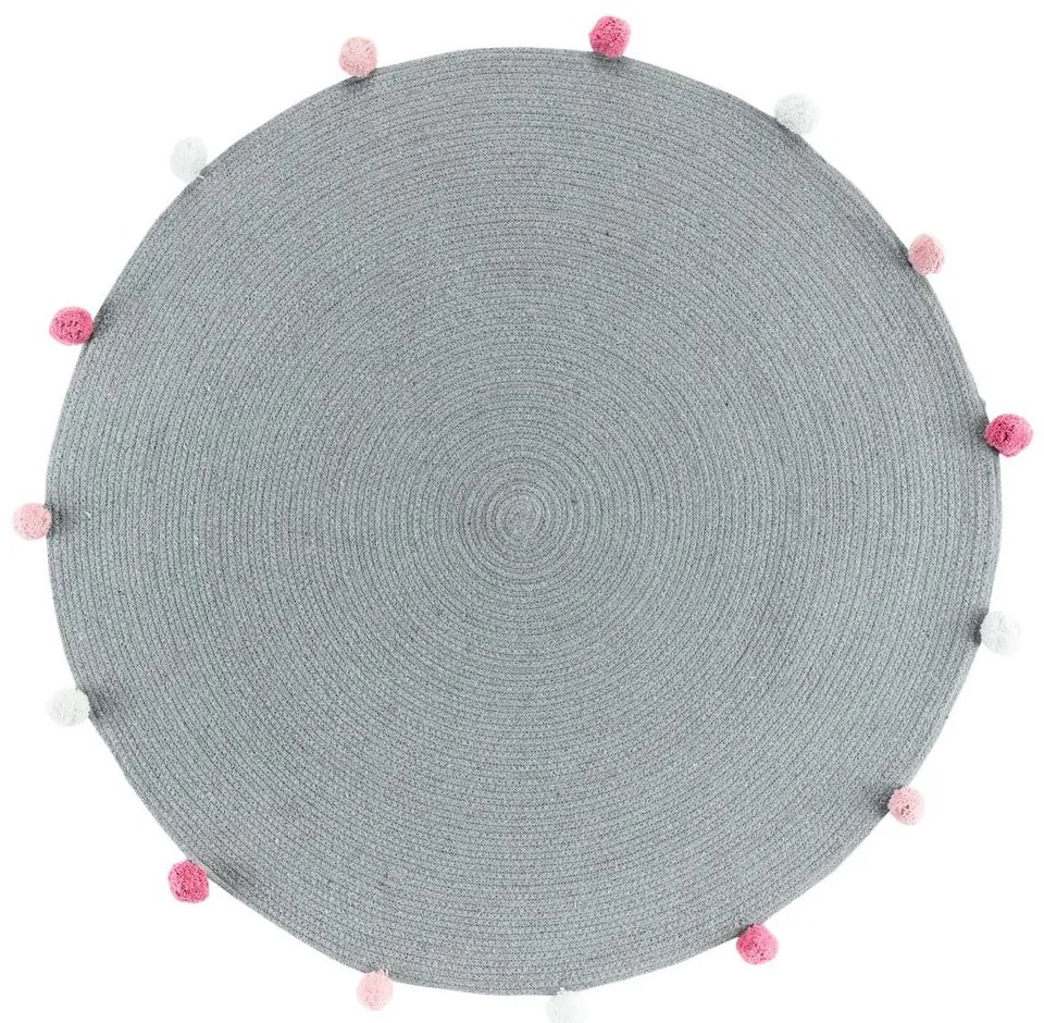 Jasnoszary okrągły dywan ø 90 cm Pompomparty – douceur d'intérieur