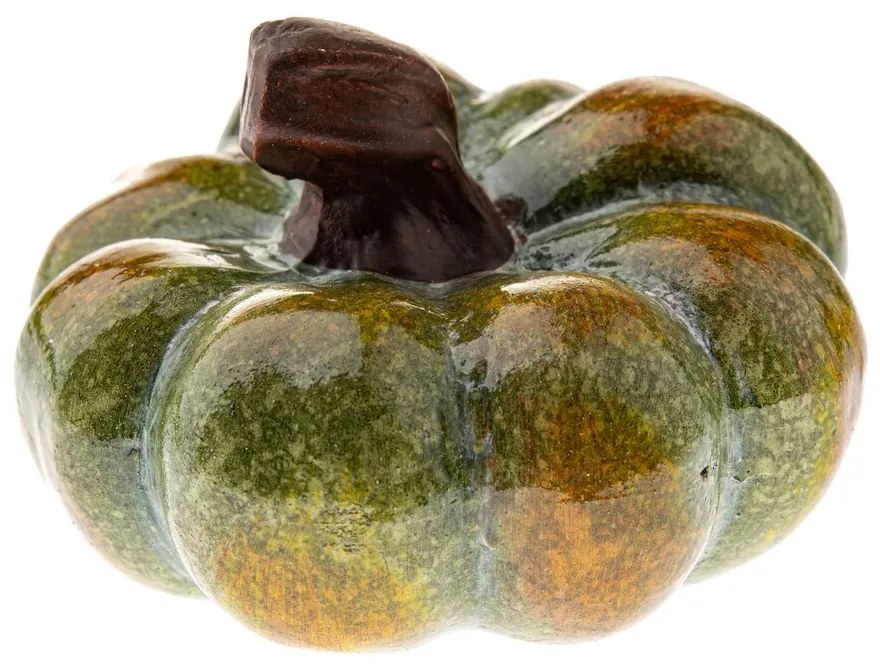 Jesienna dynia ceramiczna, 10 x 7 cm, zielony