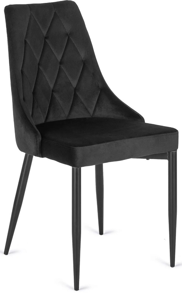 Zestaw Stół Okrągły LINO 100 cm Orzech/Czarny i 4 Krzesła Tapicerowane do Salonu CORK Czarne Welurowe Nowoczesne Loft