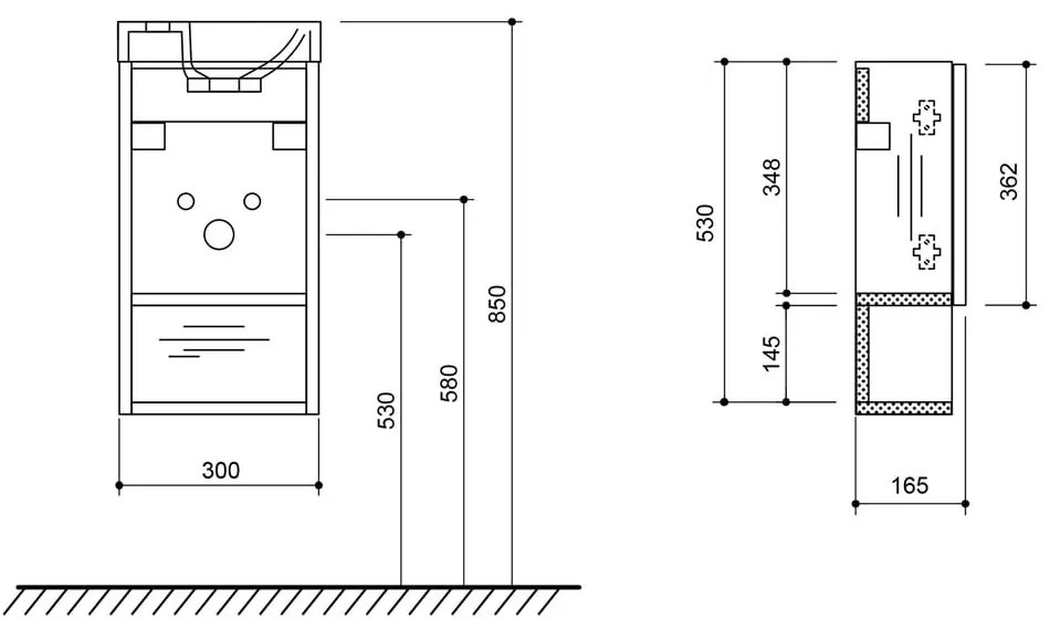 Brązowa wisząca szafka bez umywalki w dekorze sosny 30x53 cm Latus Xi – Sapho