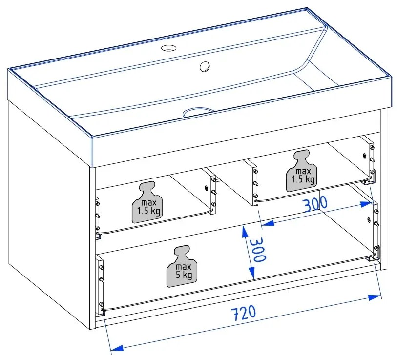 Szafka pod umywalkę HARMO 80 cm kaszmir półmat KROFAM