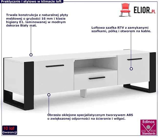 Szafka Rtv Biały Mat Komri