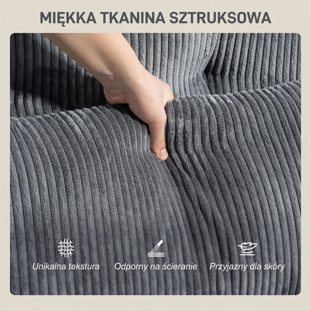 HOMCOM Sofa-łóżko z poduszką, piankowe, rozkładane, uchwyt na kubek, szary