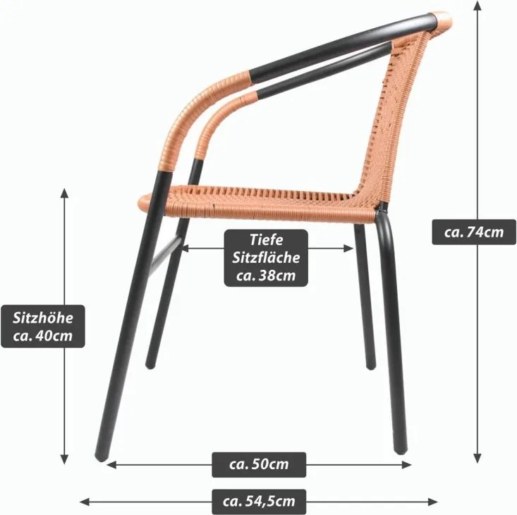 Zestaw krzeseł ogrodowych, szary/naturalny, 4 szt