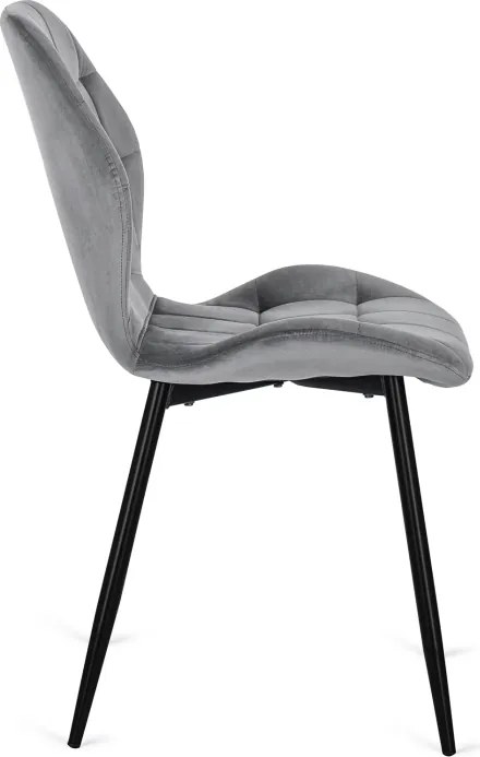 Zestaw Stół Okrągły Rozkładany DORIAN 80-160 cm Dąb Rustykalny/Czarny i 4 Krzesła Tapicerowane do Jadalni LUCKY Szare Welurowe