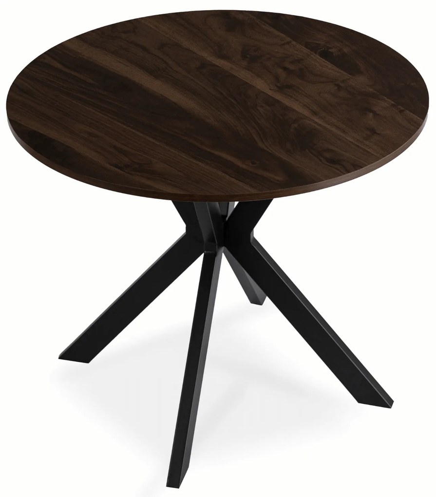 Stół Okrągły LAUREN 80 cm Orzech/Czarny Loft Nowoczesny