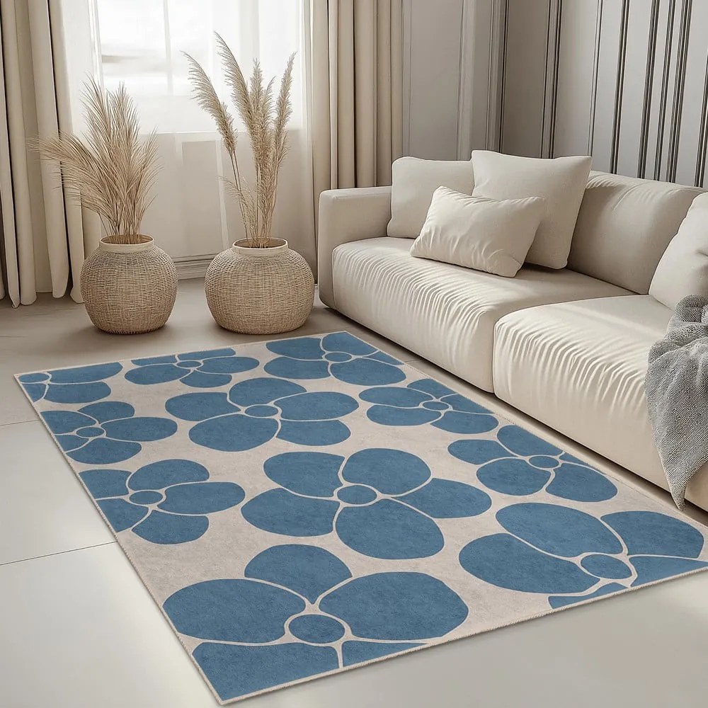 Niebieski dywan odpowiedni do prania 60x100 cm Blue Meadow – Mila Home