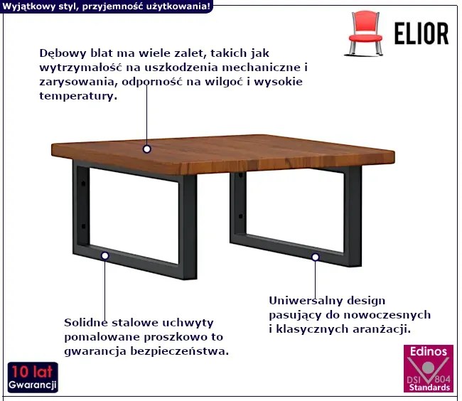 Ciemnobrązowa półka czarne uchwyty 50x50 - Bafo