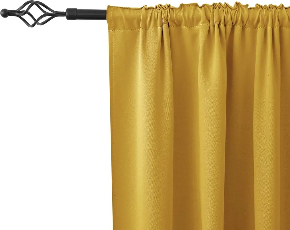 Żółta zasłona OXFORD 140x250 cm Zawieszanie: Metalowe pierścienie