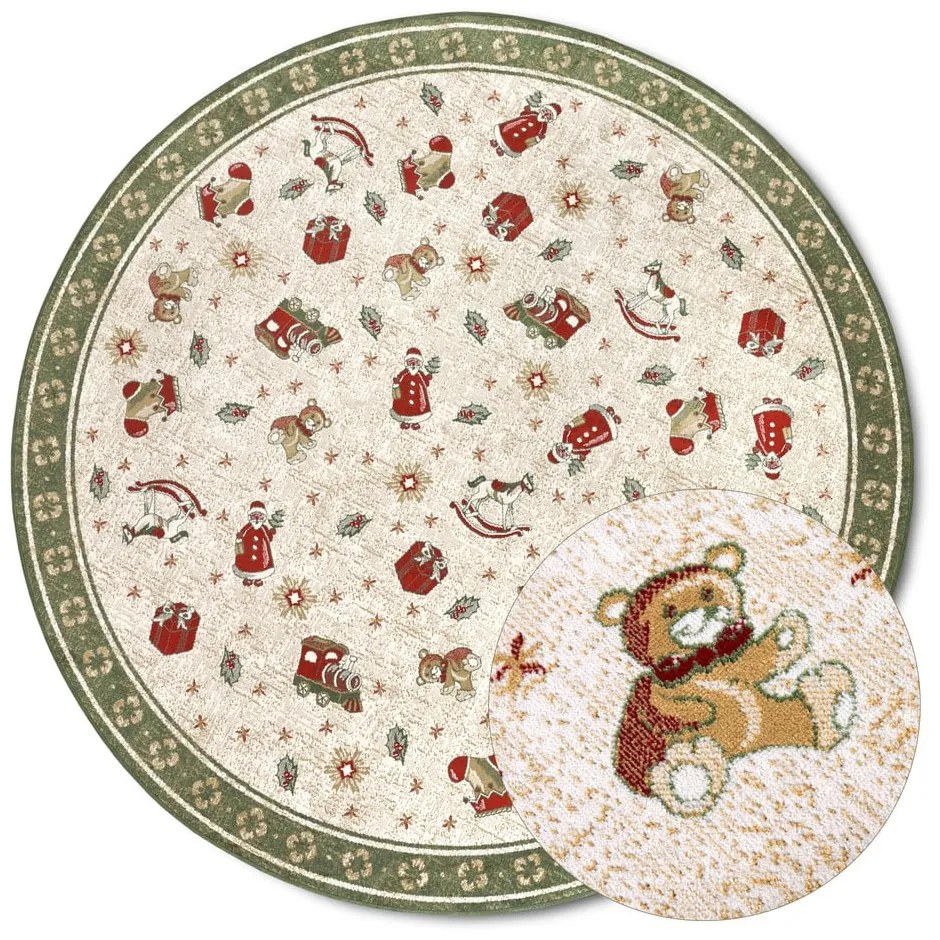 Zielony okrągły dywan z mieszanki bawełny ze świątecznym motywem ø 200 cm Toy's Delight Green Christmas – Villeroy&amp;Boch