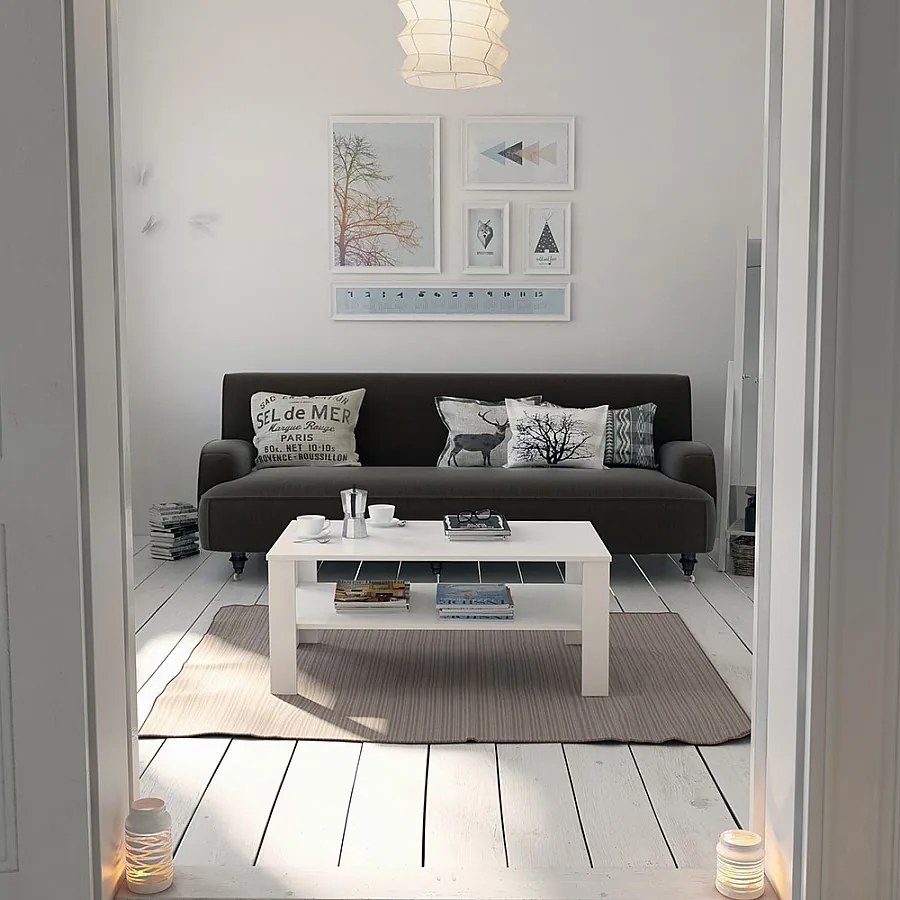 Stolik kawowy biały 100x60x42