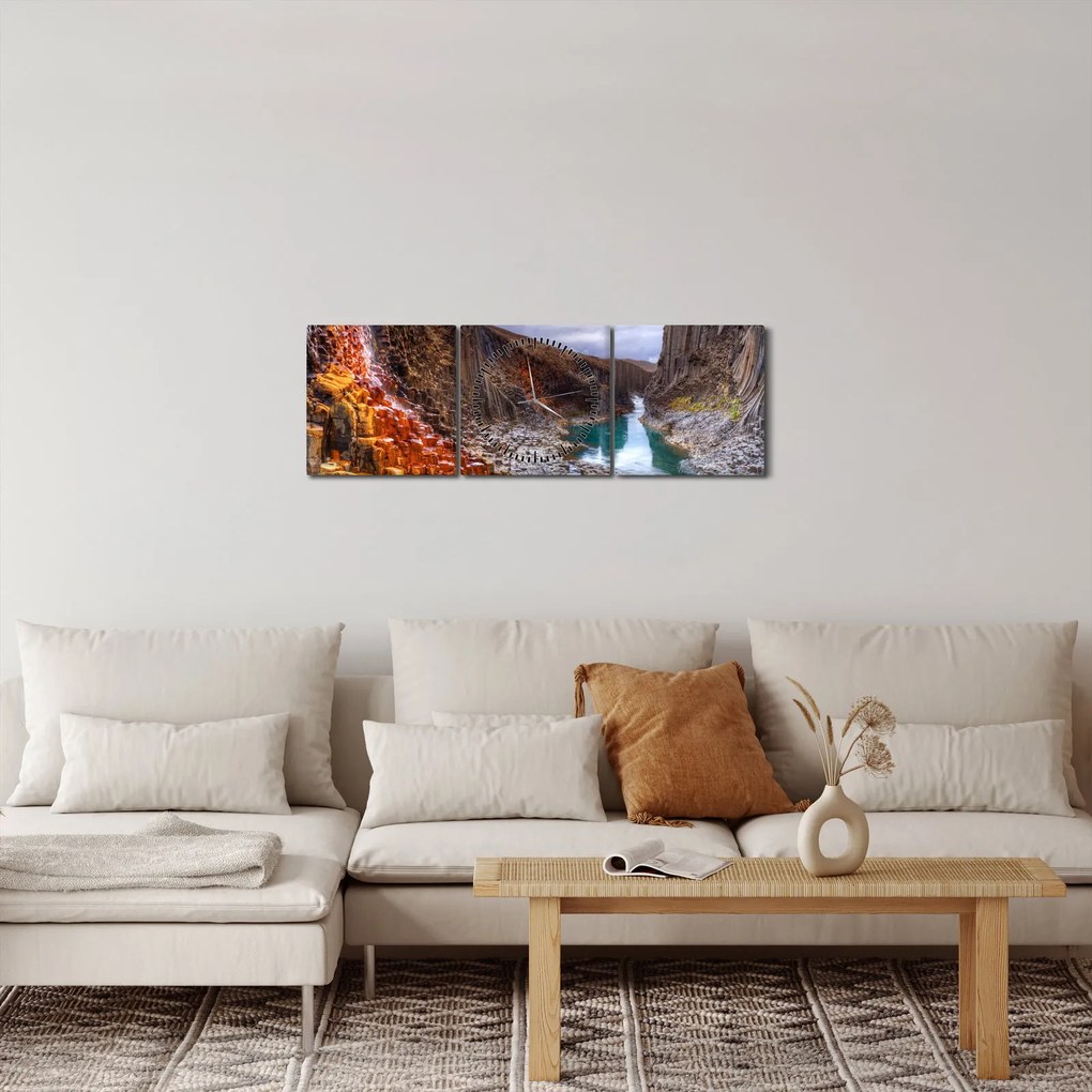 Obraz - Kanion Studlagil (z zegarem) (90x30 cm)