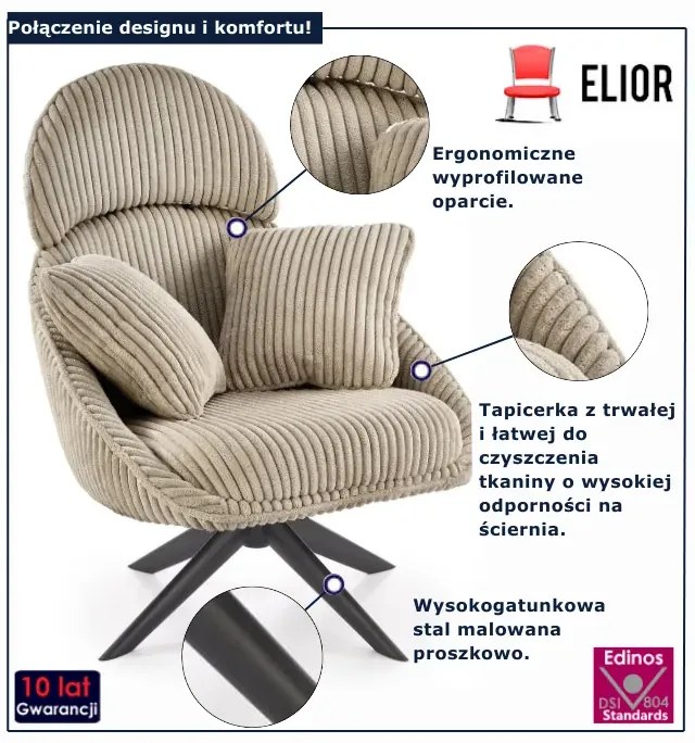 Fotel nowoczesny wypoczynkowy cappuccino L6-T15