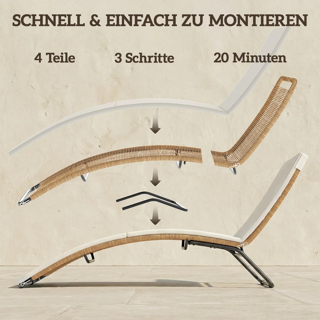 Outsunny Leżanka rattanowa w kształcie litery S z poduszką, oddychająca powierzchnia, stalowa rama | Aosom PL