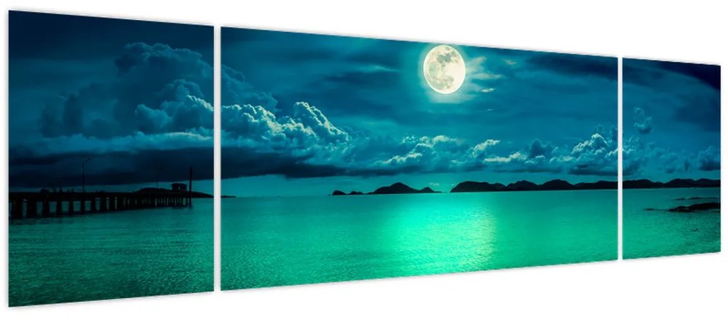 Obraz - Księżyc w pełni nad powierzchnią (170x50 cm)