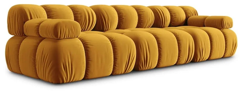 Żółta aksamitna sofa 282 cm Bellis – Micadoni Home
