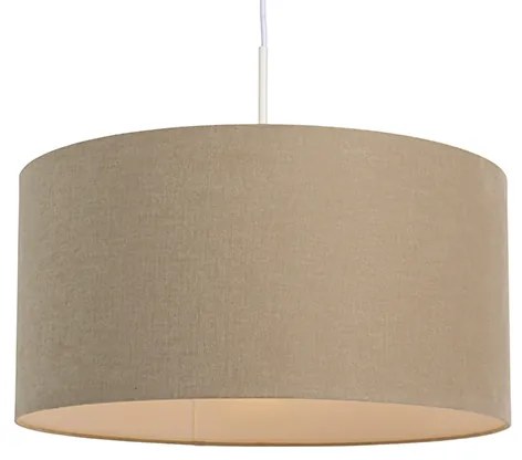 Rustykalna lampa wisząca biała z abażurem w kolorze jasnobrązowym 50 cm - Combi Nowoczesny Oswietlenie wewnetrzne