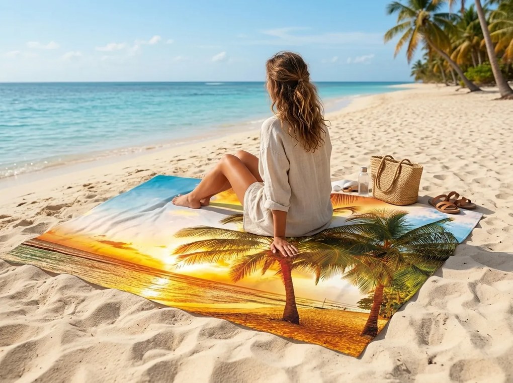 Ręcznik plażowy XX-large szybkoschnący SOLIVANA kolorowy 150 x 210 cm, 100% mikrofibra