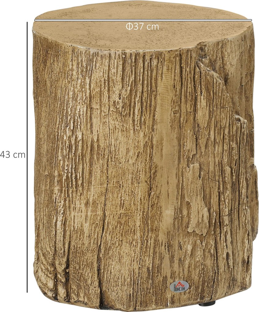 HOMCOM Stolik pomocniczy w kształcie pnia z regulowanymi nóżkami 37 cm x 37 cm x 43 cm Beton Brązowy