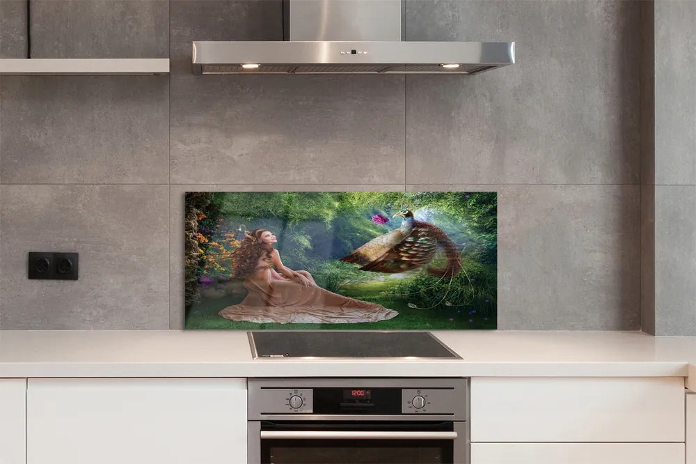 Panel nad Blat Kuchenny Kobieta z Bażantem w Lesie