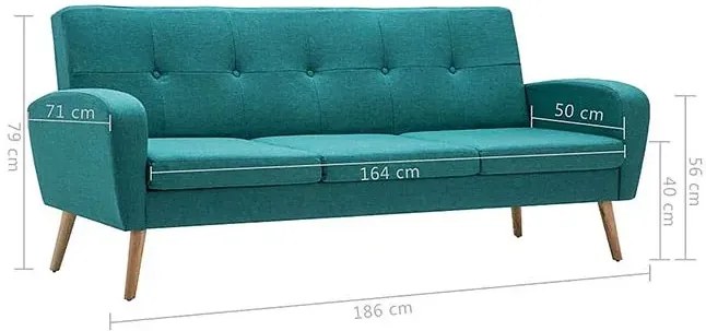 Trzyosobowa sofa pikowana zielona - Umberro 3Q