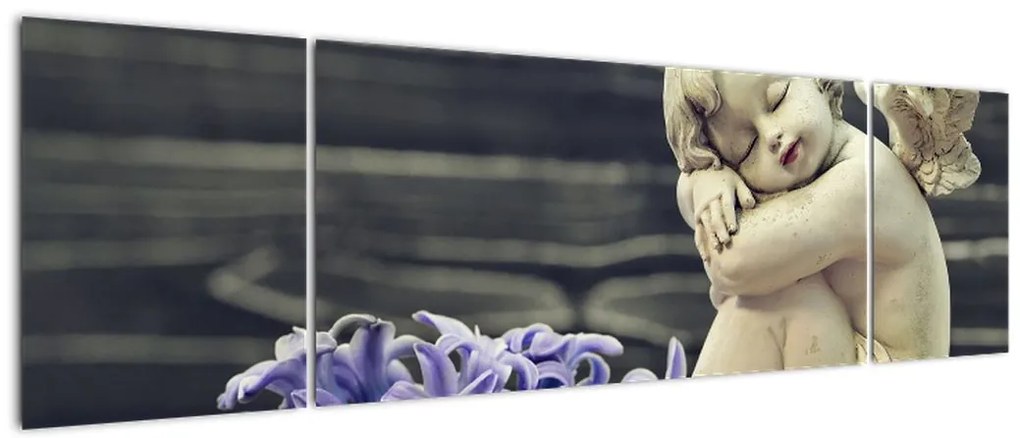 Obraz anioła z kwiatem (170x50 cm)