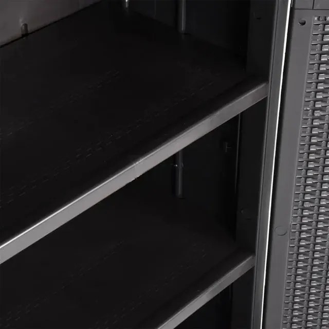 Czarna szafa ogrodowa rattan L8-B68