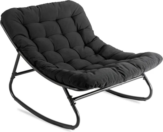 Fotel Bujany Wypoczynkowy AURORA na Płozach Czarny Nowoczesny