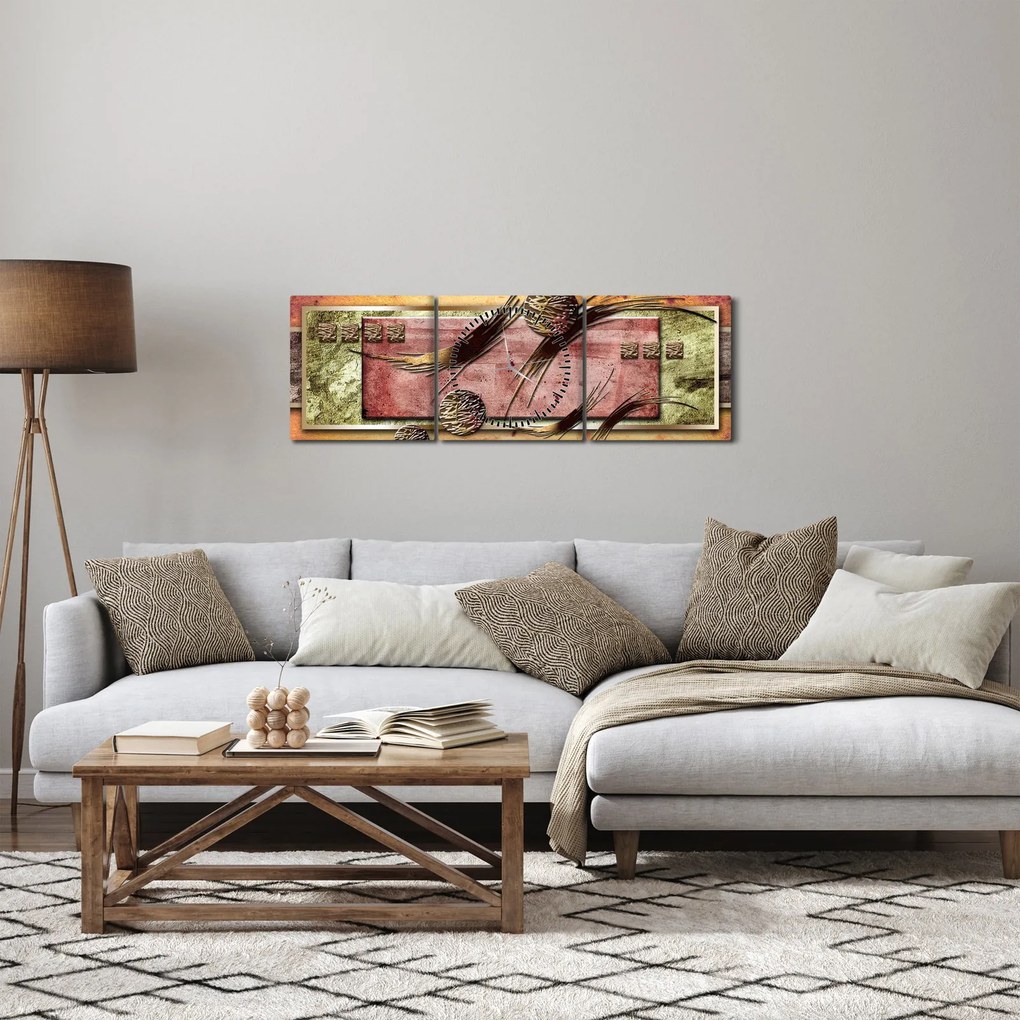 Abstrakcyjny obraz (z zegarem) (90x30 cm)
