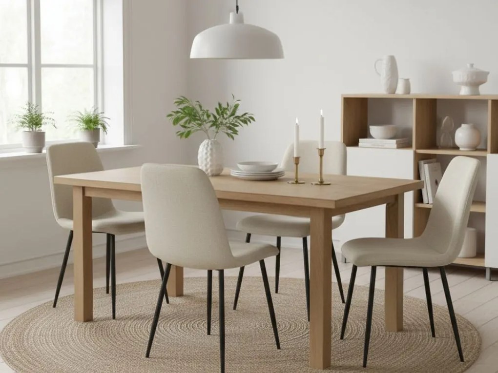 Krzesło do kuchni kremowe RIFT z czarnymi nogami