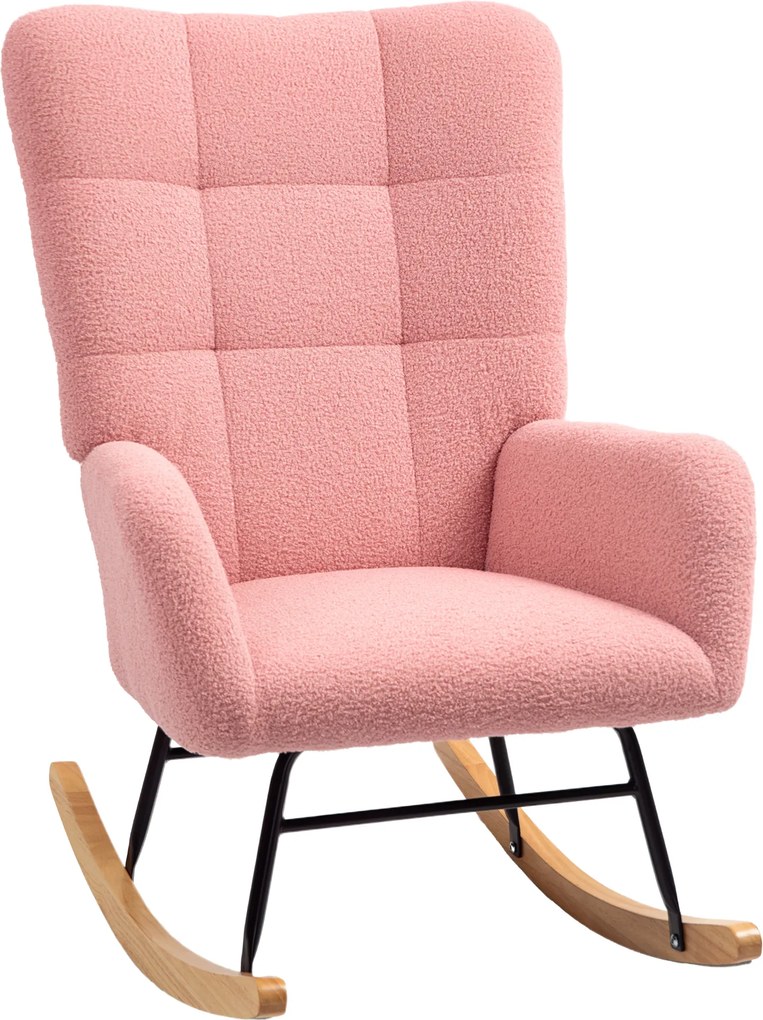 HOMCOM Fotel Bujany z Przytulnym Pokryciem, Gruba Wyściółka, Antypoślizgowy, Różowy
