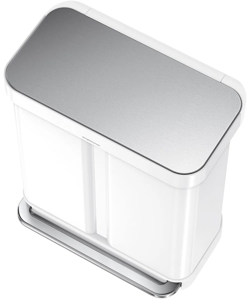 Simplehuman Kosz na śmieci z pedałem do segregacjiodpadów 58 l, biały