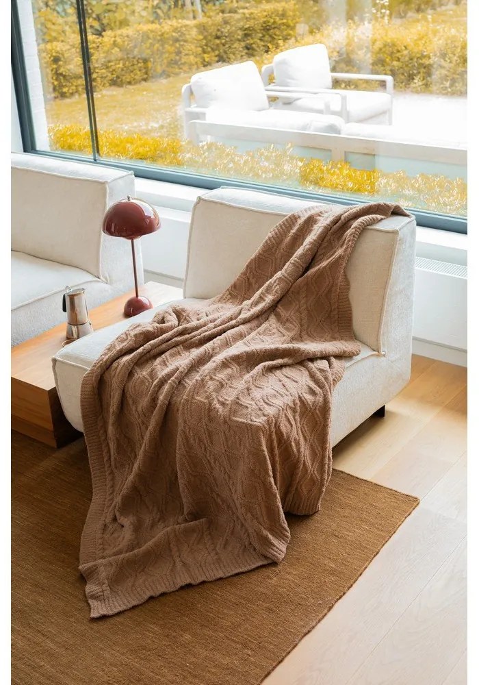 Brązowy koc z mikropluszu 130x170 cm Aspen – Tiseco Home Studio