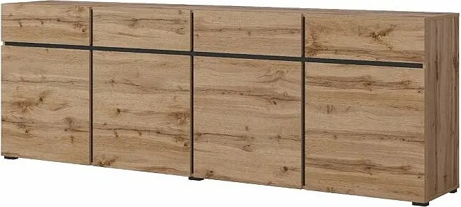 Komoda CROSS 4D4S 225cm dąb wotan/czarna