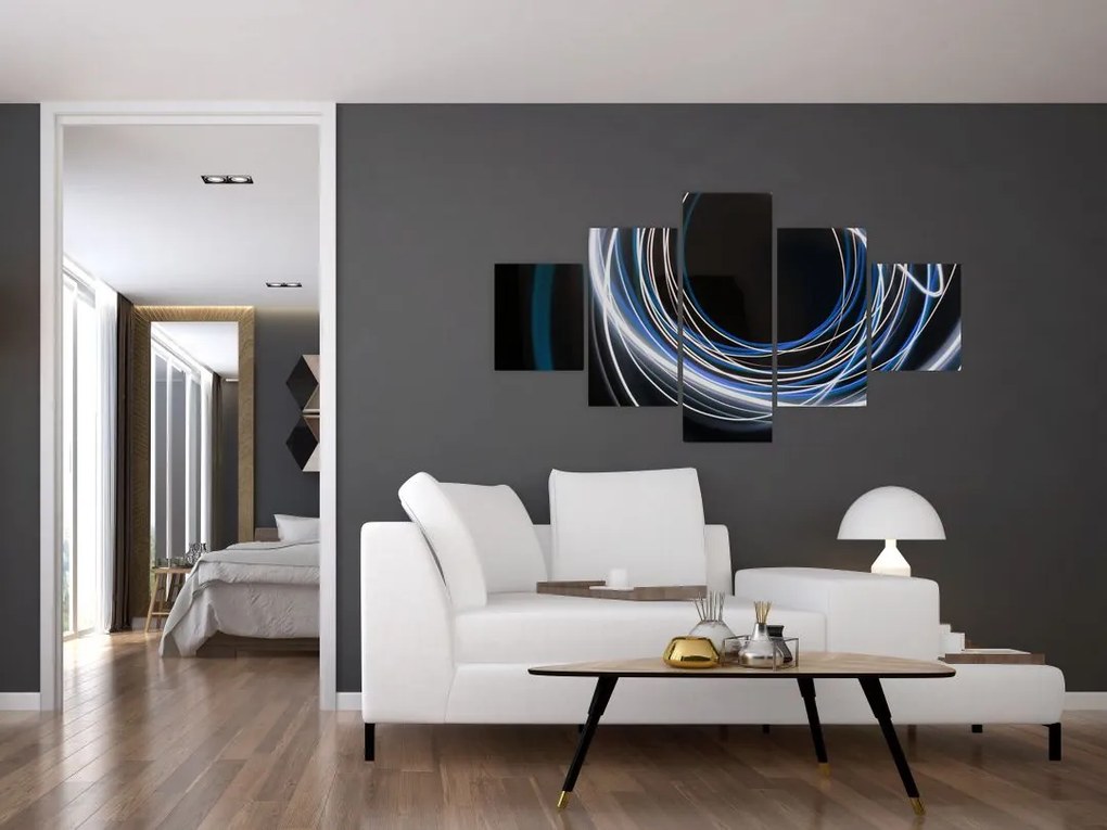 Obraz niebieskich linii (125x70 cm)