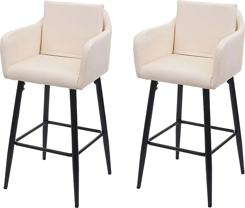 Stołek barowy MCW-H93 (zestaw 2 szt.),  imitacja skóry kremowo-beżowy