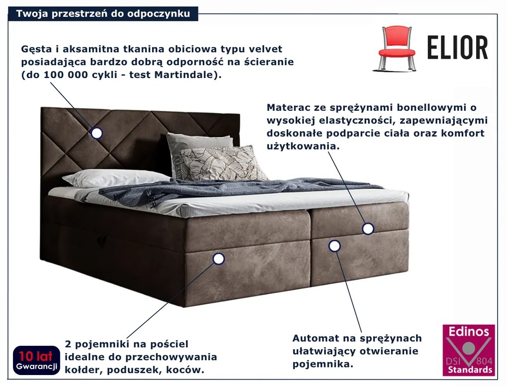 Ciemnobrązowe łóżko pikowane 5 rozmiarów M6-T27