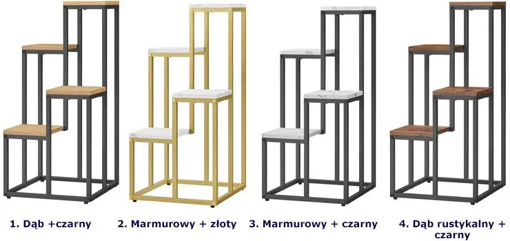 Regał kwietnik industrialny marmurowy + czarny - Atis