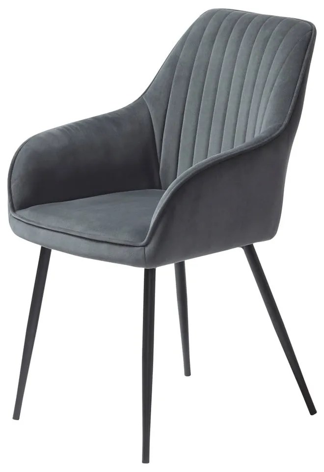 Szare aksamitne krzesła z podłokietnikami zestaw 2 szt. Nolan Stripe – Unique Furniture