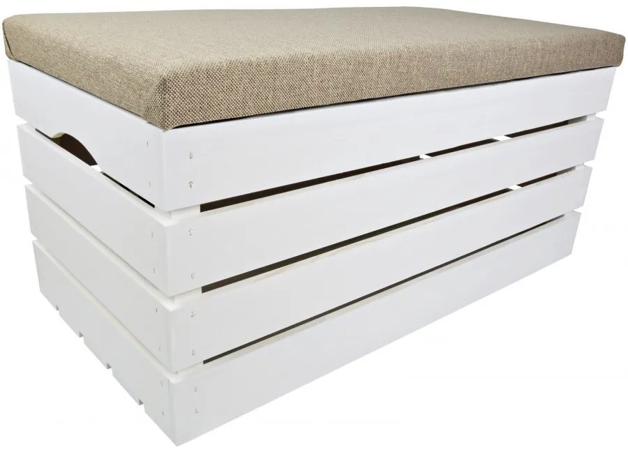 Pufa kufer skrzynia drewniana sosnowa siedzisko 80cm malowana biała