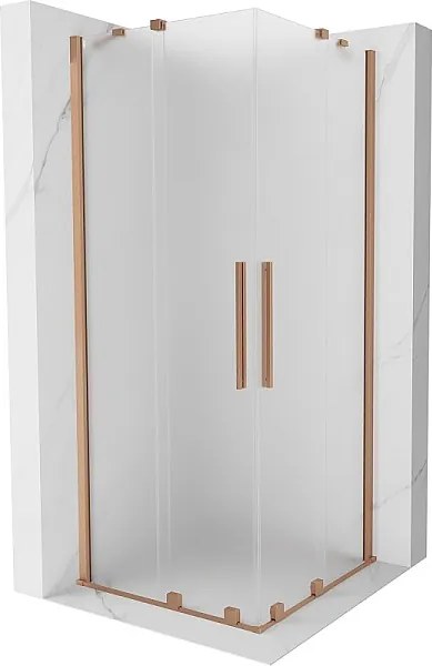 Mexen Velar Duo kabina prysznicowa rozsuwana 90 x 90 cm, szron, miedź szczotkowana - 871-090-090-32-65