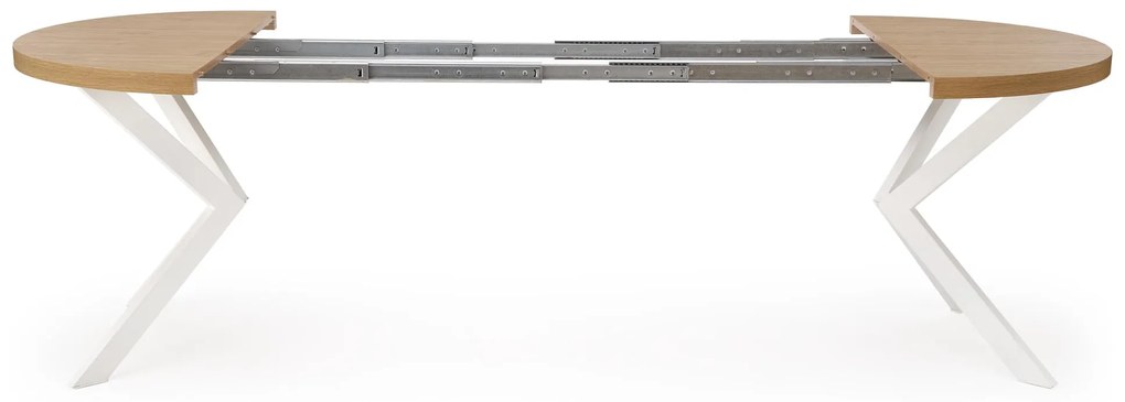 PERONI stół rozkładany fi100-250/100/75 cm dąb złoty biały skandynawski okrągły owalny 4/10 os