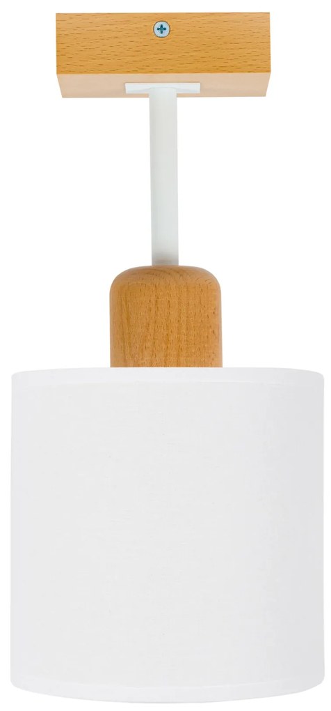 Biała lampa sufitowa, jednopunktowy spot CL-DWE10x10BU-WE z drewna E27