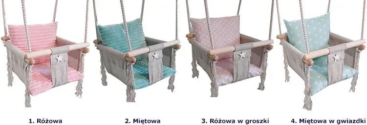 Miętowa huśtawka dla dzieci w gwiazdki - Barma