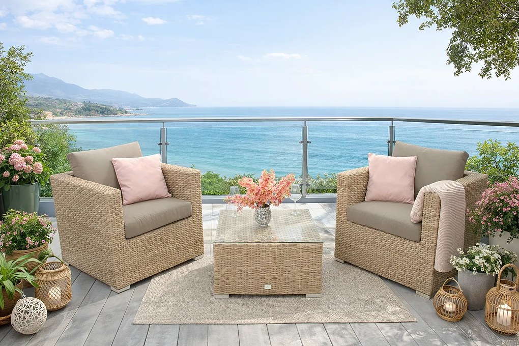 Zestaw rattanowy MALIBU dla 2 osób (cappuccino)