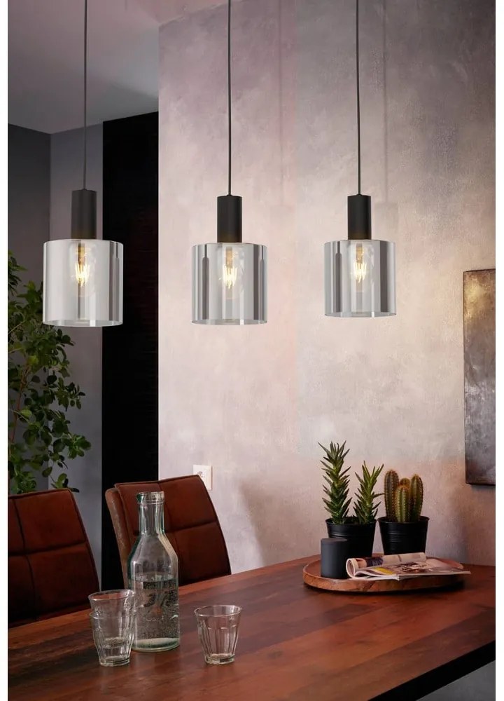 Czarna lampa wisząca ze szklanym kloszem GOROSIBA – EGLO