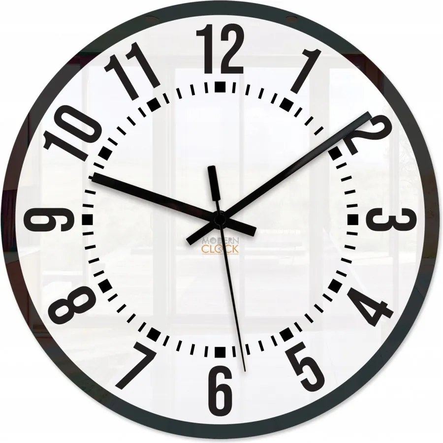 Zegar ścienny okrągły cichy klasyczny akrylowy na ścianę duże cyfry biały