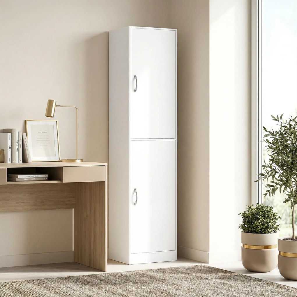 HOMCOM 180 cm wysoki regał na książki, nowoczesny pięciopoziomowy regał z regulowanymi półkami, wolnostojąca szafka do przechowywania, biały | Aosom PL
