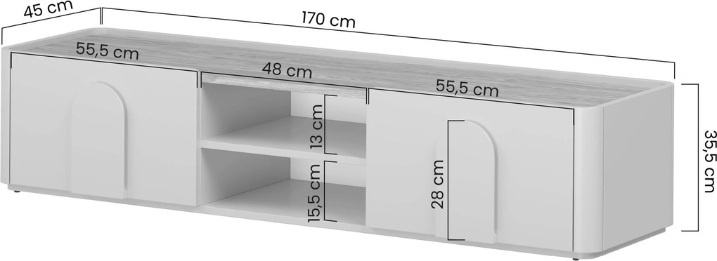 Szafka RTV Amilio 170 cm z szufladą - kaszmir / dąb olejowany / uchwyty kaszmir