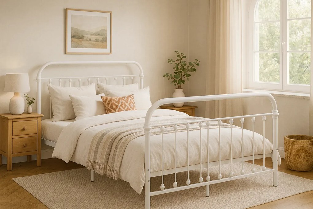 Białe industrialne łóżko 180x200 cm G4-B03